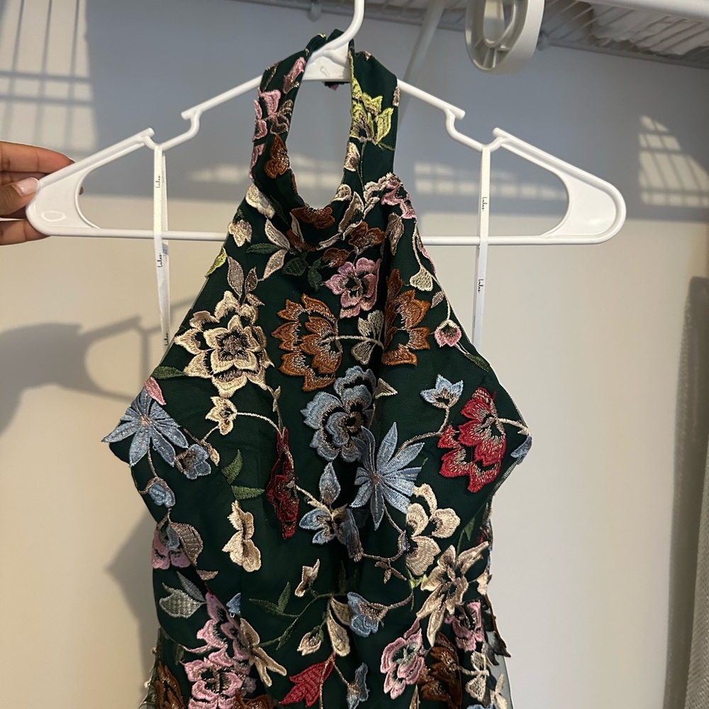 Lulu's Green Floral Embroidered Dress